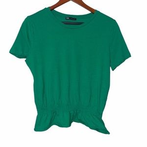 Zara Vibrant Green Cinched Tee Size S